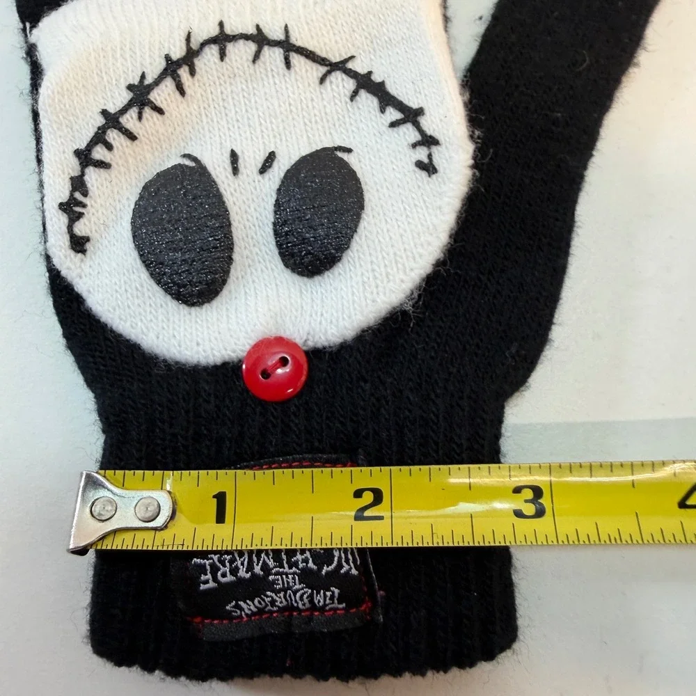 Disney Nightmare Before Christmas Gloves OS Black Jack Skellington Glittens